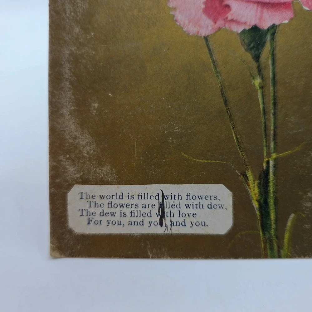 Antique‎ 1909 Pink Carnation Postcard Yoncalla Oregon Postmark One Cent Stamp